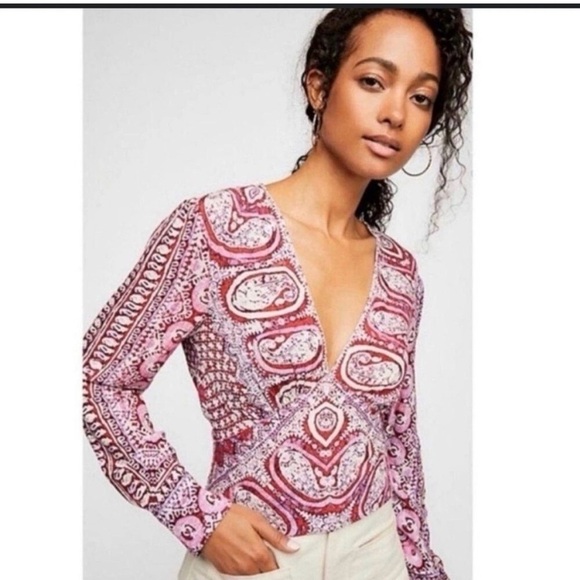 Free People Wild and Free Printed Paisley Long Sleeve Smocked Size M? See Note - Picture 1 of 10